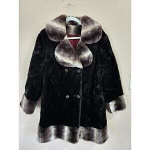 Vintage Faux Fur Coat, Brown/ Black Multicolor, Size Medium/Large, USA MADE